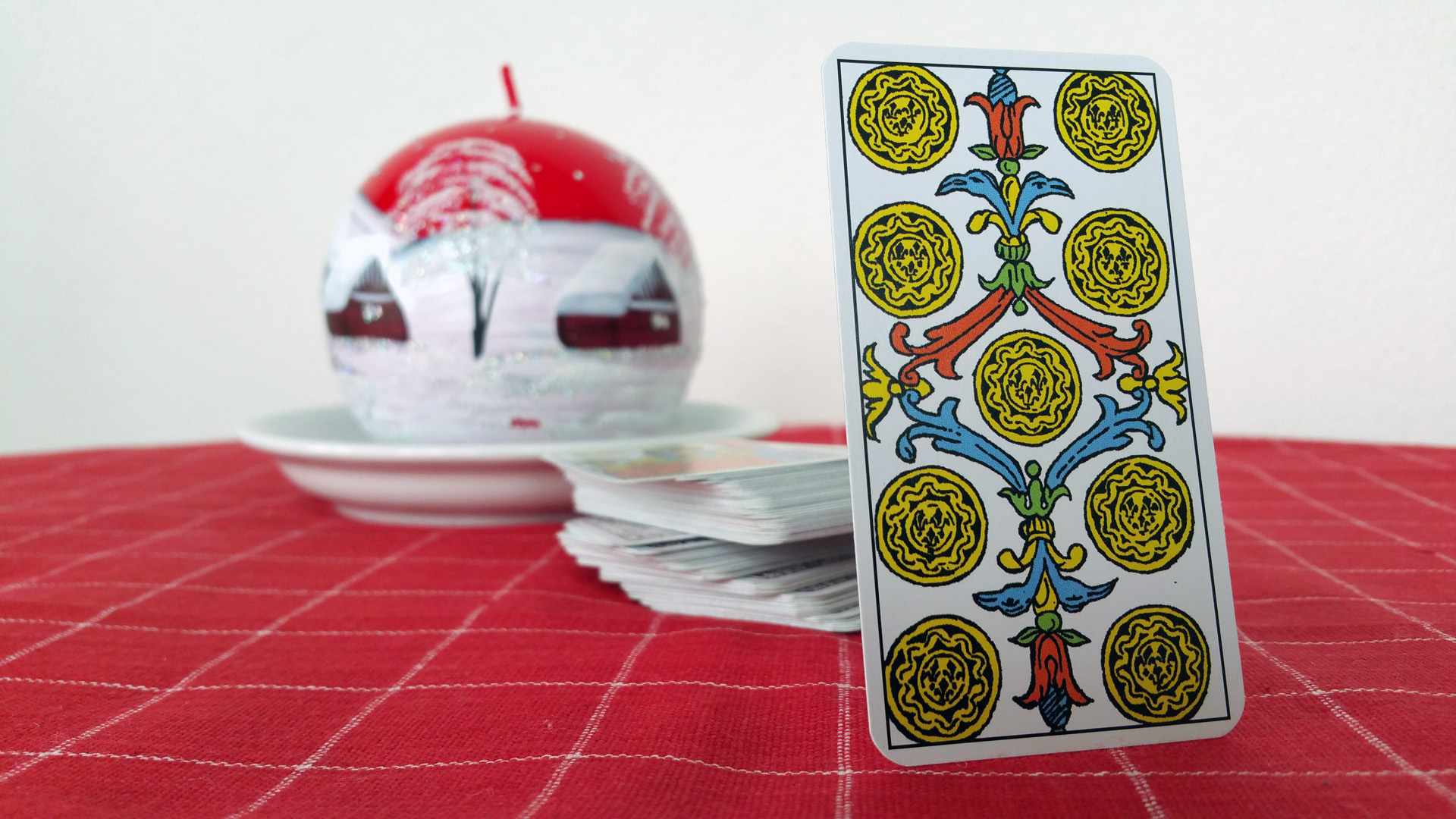 Tarotová karta Devět mincí